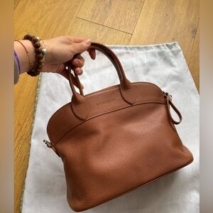 Longchamp Small Le Foulonné Leather Top Handle Bag